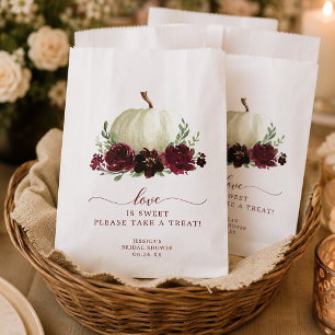 Burgundy Pumpkin Fall Favor Bag Love is Sweet