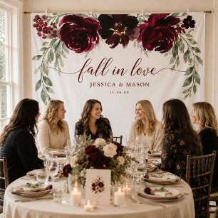 Burgundy Pumpkin Fall In Love Backdrop Photo Booth