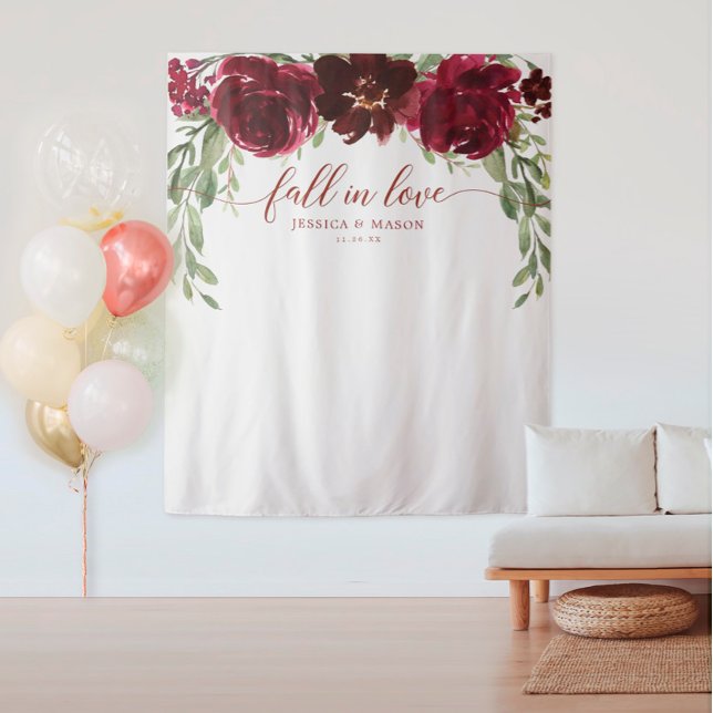 Burgundy Pumpkin Fall In Love Backdrop Photo Booth (Creator Uploaded)