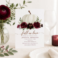 Burgundy Pumpkin Fall in Love Bridal Shower Invite
