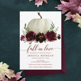 Burgundy Pumpkin Fall in Love Bridal Shower Invite