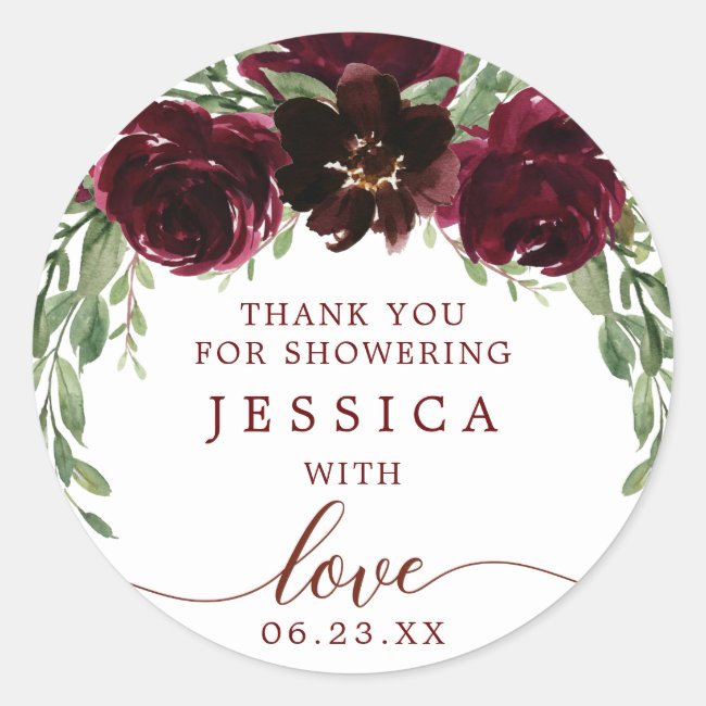 Burgundy Pumpkin Fall Shower Favor Sticker