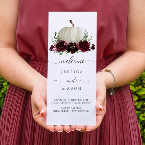 Burgundy Pumpkin Fall Tri_Fold Wedding Program Flyer