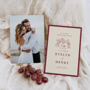 Burgundy Pumpkin Fall Wedding Save the Date Invitation
