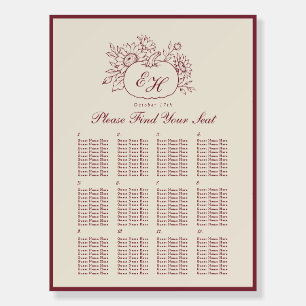 Burgundy Pumpkin Monogram Seating Chart Foam Board