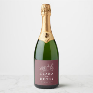 Burgundy Pumpkin Sunflower Wedding Champagne Sparkling Wine Label