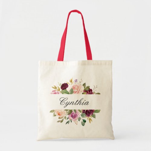 Burgundy Purple Blush Watercolor Floral Bridesmaid Tote Bag - Burgundy Purple Blush Watercolor Floral Bridesmaid Favor Tote Bag. 
(1) For further customization, please click the "customize further" link and use our design tool to modify this template.
(2) If you need help or matching items, please contact me.
