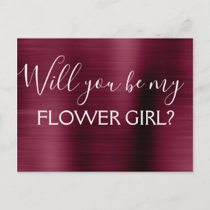 Burgundy Purple Elegant Flower Girl Wedding Invitation Postcard
