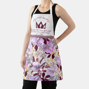 Burgundy Purple Floral    Queen of the Kitchen Apron