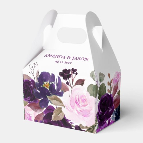 Burgundy Purple Floral Rustic Boho Wedding Favor Boxes