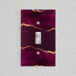 Burgundy purple gold agate marble light switch cover<br><div class="desc">A burgundy,  purple and faux gold agate,  marble stone print as background.</div>
