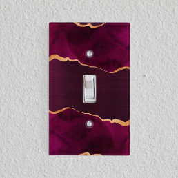 Burgundy purple gold agate marble light switch cover