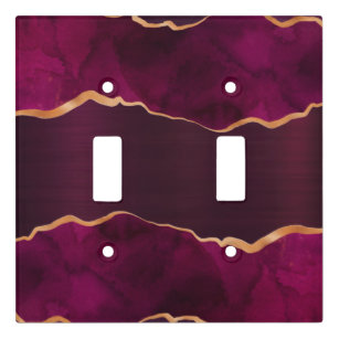 Burgundy purple gold agate marble  light switch cover