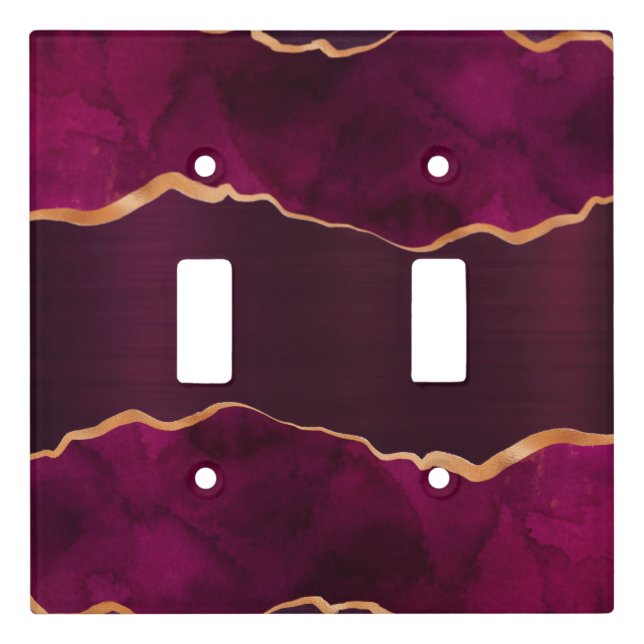 Burgundy purple gold agate marble  light switch cover (Front)