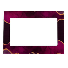 Burgundy purple gold agate marble magnetic frame