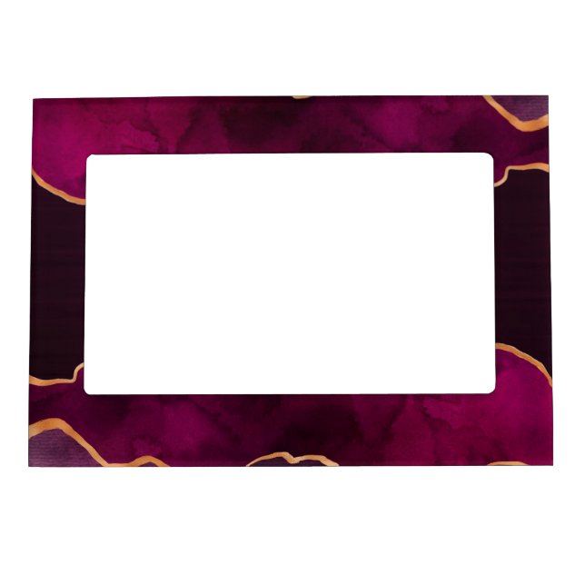 Burgundy purple gold agate marble magnetic frame (Front)