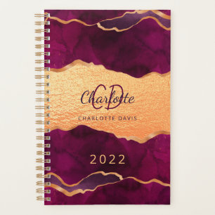 Burgundy purple gold agate marble rose gold 2025 planner