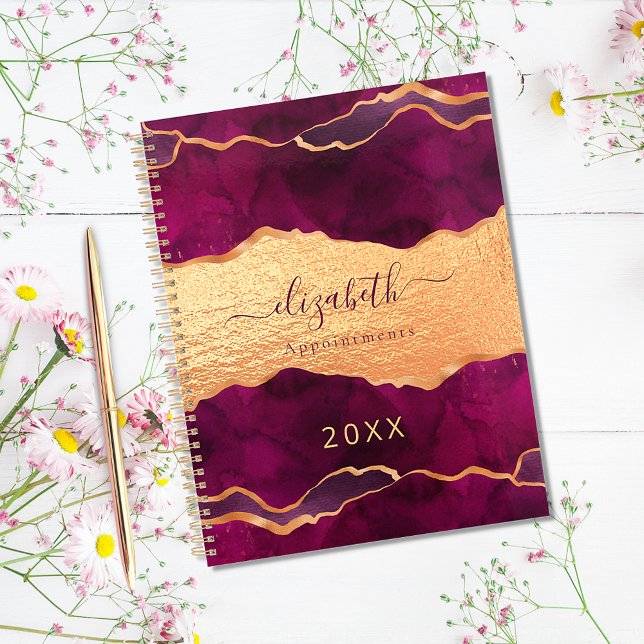Burgundy purple gold agate marble rose gold 2026 planner (Creator Uploaded)