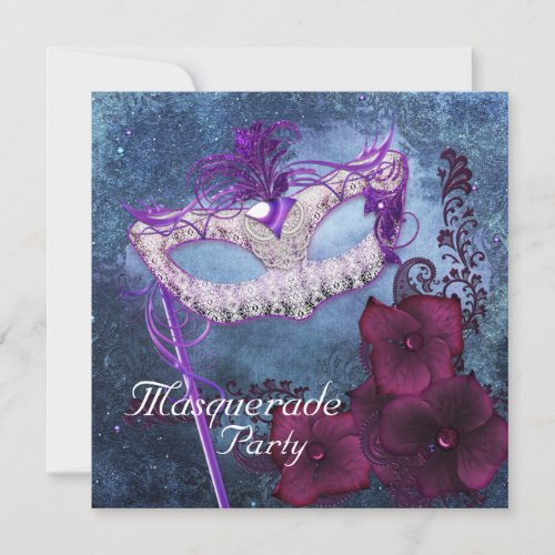 Burgundy Purple Masquerade Party Invitations