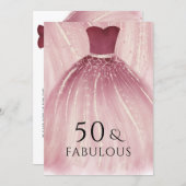 Burgundy Purple Mermaid Dress 50th Birthday Party Invitation (Front/Back)