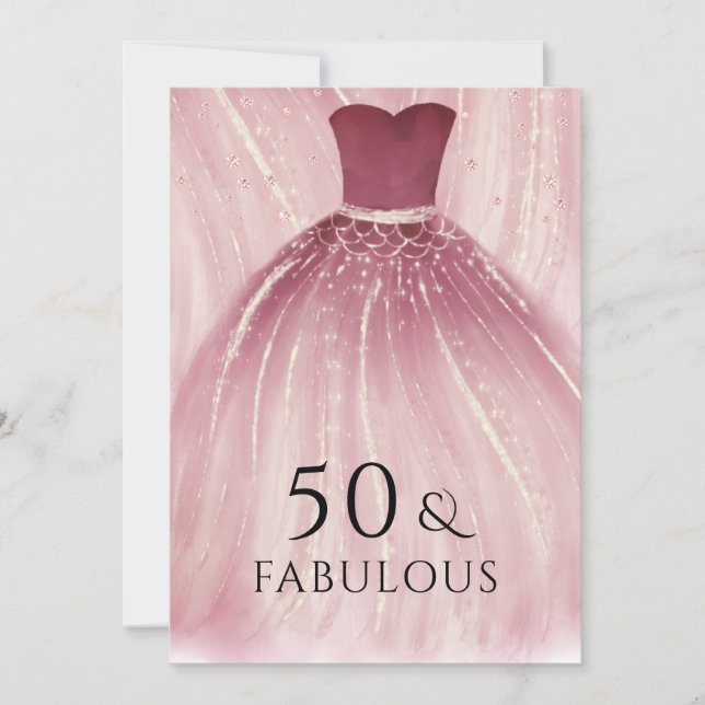 Burgundy Purple Mermaid Dress 50th Birthday Party Invitation (Front)