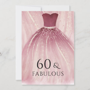 Burgundy Purple Mermaid Dress 60th Birthday Party Invitation