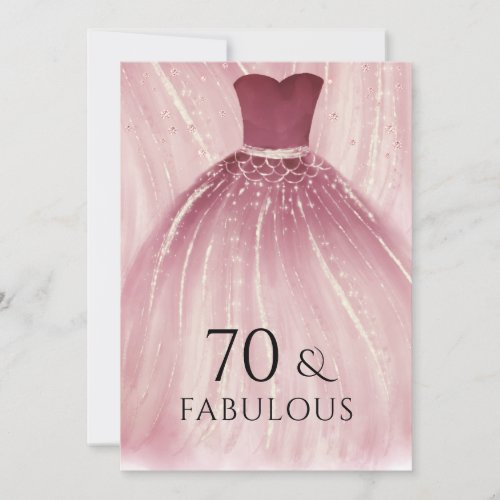 Burgundy Purple Mermaid Dress 70th Birthday Party Invitation