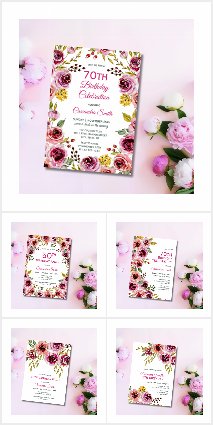 Burgundy Purple Rose Birthday