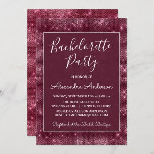 Burgundy Purple Sparkle Bachelorette Party Invitation