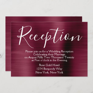 Burgundy Purple Wedding Reception Invitation