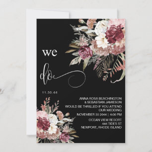 *~* Burgundy QR AR15 Floral Rose RSVP WEDDING I Invitation