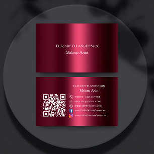 Burgundy Qr code Instagram Facebook premium Business Card