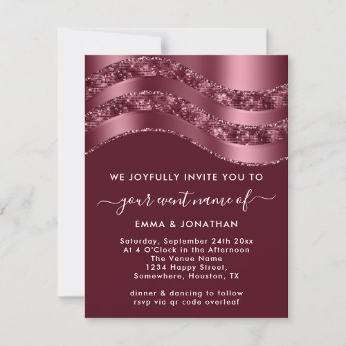 Burgundy QR Code Rose Wedding Bridal Bordeaux