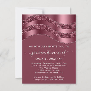 Burgundy QR Code Rose Wedding Bridal Shower