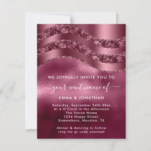 Burgundy QR Code Rose Wedding Bridal Shower