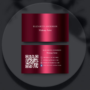 Burgundy Qr code social media Facebook premium Business Card