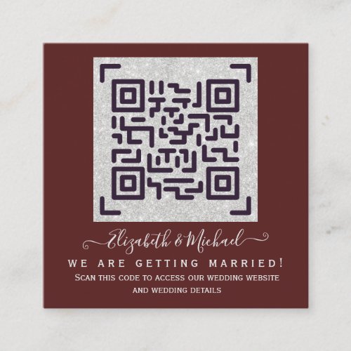 BURGUNDY QR SCANNING CODE Wedding Website Details  Enclosure Card