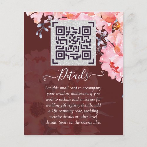 Burgundy QR SCANNING CODE Wedding Website Details Flyer