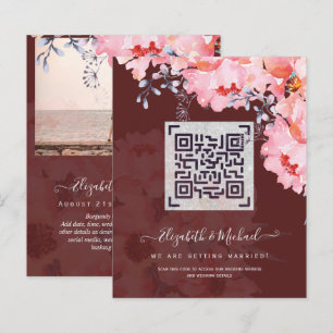 Burgundy QR SCANNING CODE Wedding Website Invites