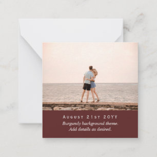 Burgundy QR SCANNING CODE Wedding Website PHOTO No Note Card