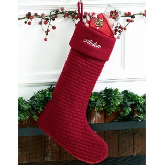 Burgundy Quilted Soft Cotton Christmas Stocking