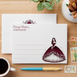 Burgundy Quinceañera Dress Envelope