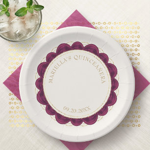 Burgundy Quinceanera Paper Plates