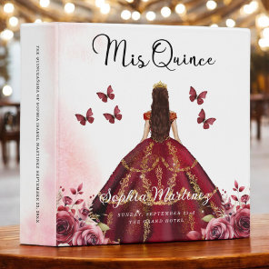 Burgundy Quinceanera Photo Album and Planner 3 Ring Binder