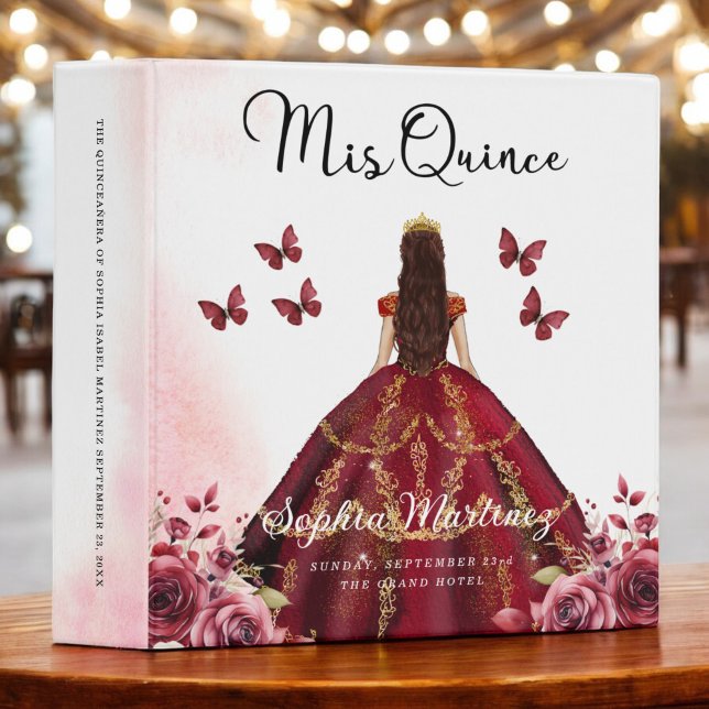 Burgundy Quinceanera Photo Album and Planner 3 Ring Binder (Creator Uploaded)