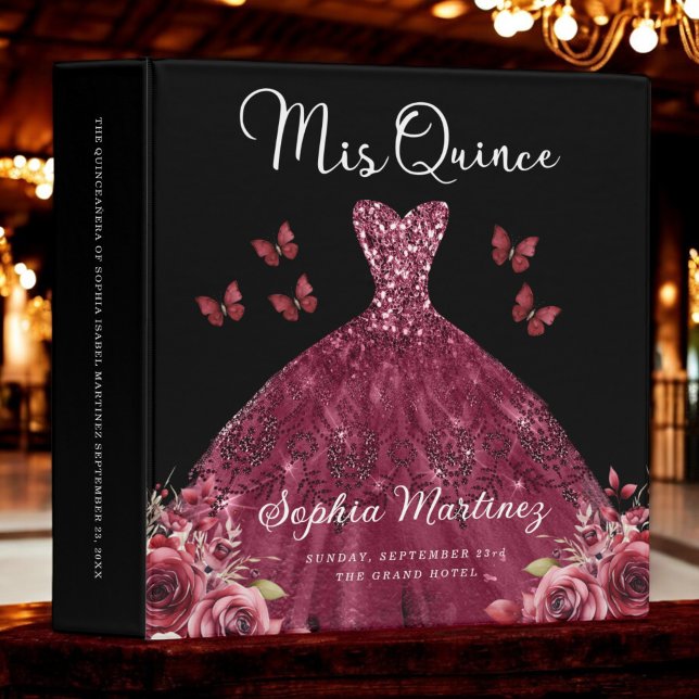 Burgundy Quinceanera Photo Album and Planner 3 Ring Binder (Creator Uploaded)