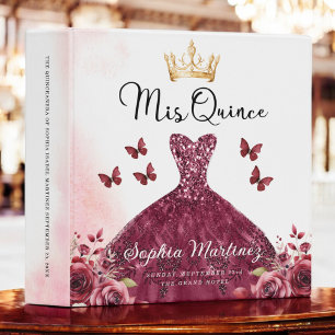 Burgundy Quinceanera Photo Album and Planner 3 Ring Binder