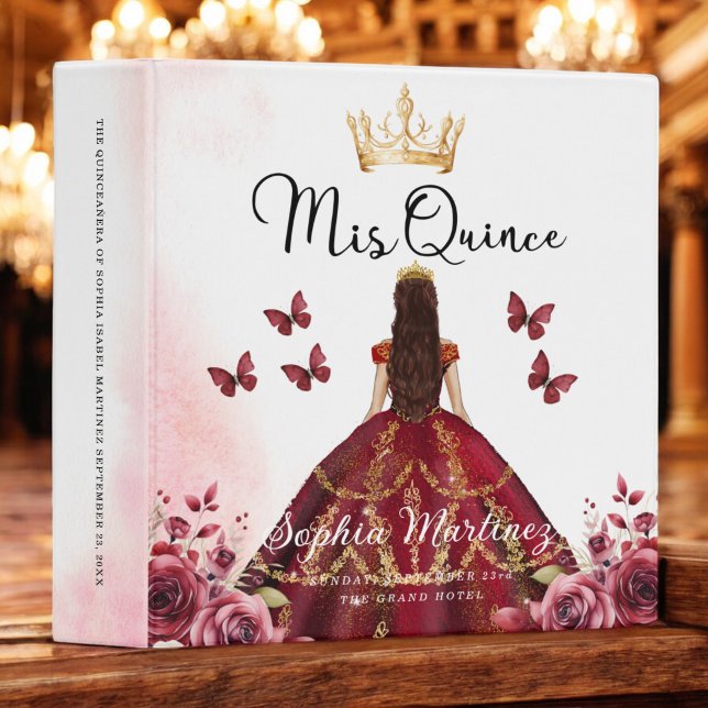 Burgundy Quinceanera Photo Album and Planner 3 Ring Binder (Creator Uploaded)