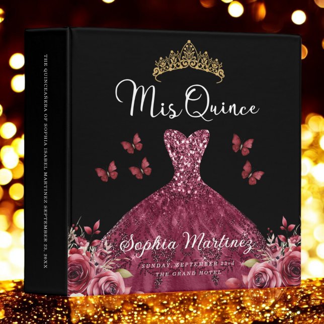 Burgundy Quinceanera Photo Album and Planner 3 Ring Binder (Creator Uploaded)