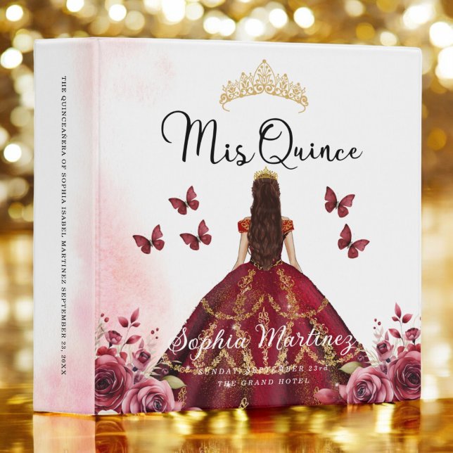 Burgundy Quinceanera Photo Album and Planner 3 Ring Binder (Creator Uploaded)